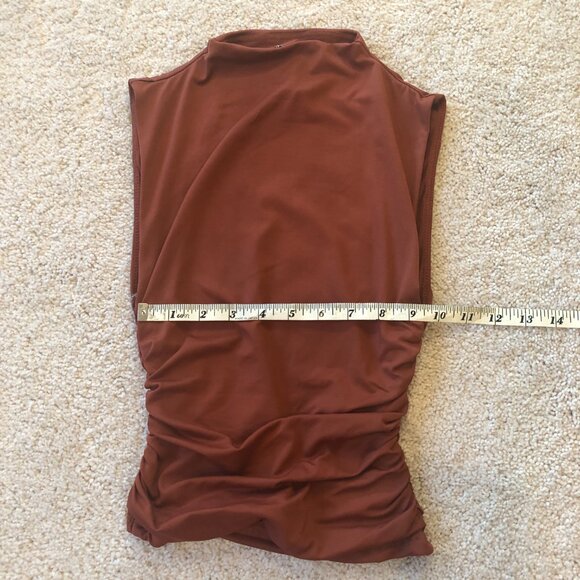 Windsor High Neckline Ruched Side Sleeveless Top Shirt Blouse - Picture 6 of 9